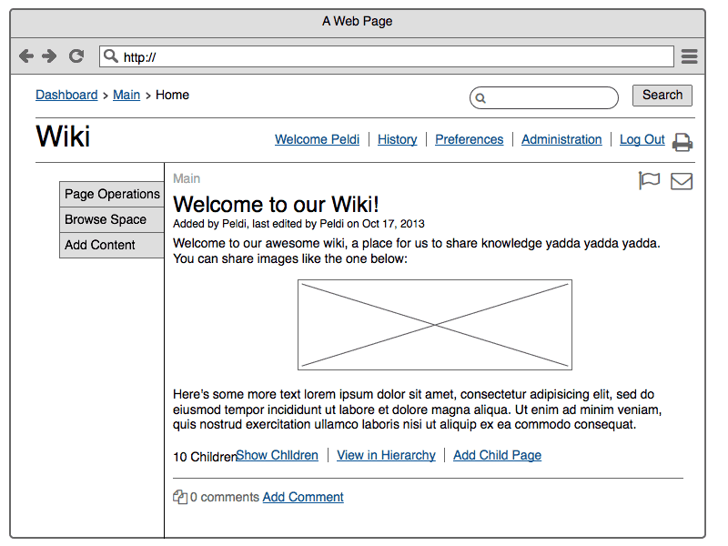 An example of a wireframe.