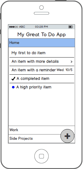 The second design, showing categories of to-do items and a Material Design-like Add button.